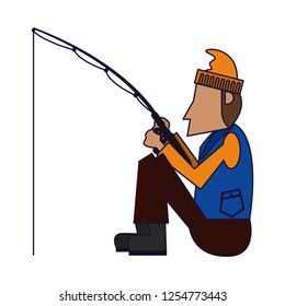 Fisherman with rod