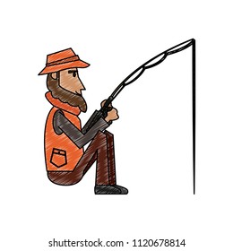 Fisherman with rod scribble