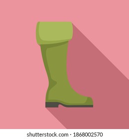 Fisherman rubber boot icon. Flat illustration of fisherman rubber boot vector icon for web design