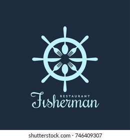 Fisherman Seafood Restaurant Vector Logo. Elegant food vector symbol.