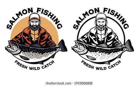 fisherman show his catch trout fish