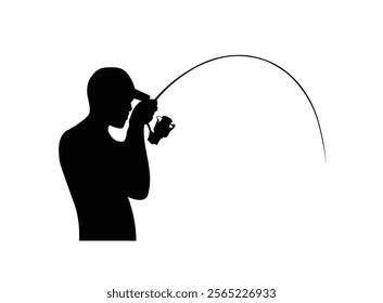fisherman silhouette icon high vector