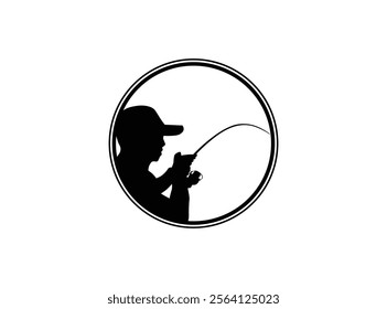 fisherman silhouette logo high vector