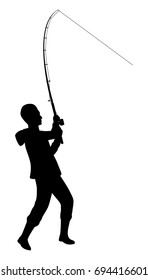 Fisherman silhouette vector