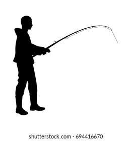 Fisherman silhouette vector