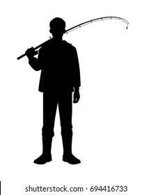 Fisherman silhouette vector