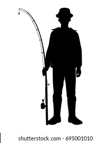 Fisherman silhouette vector