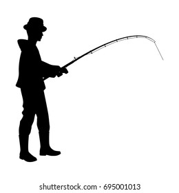 Fisherman silhouette vector