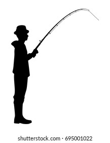 Fisherman silhouette vector