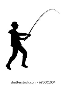 Fisherman silhouette vector