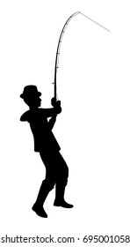 Fisherman silhouette vector