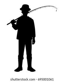 Fisherman silhouette vector