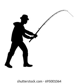Fisherman silhouette vector