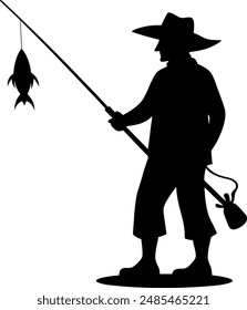 fisherman silhouette vector design with a white background