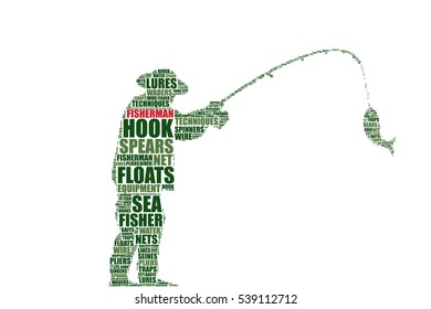 fisherman silhouette vector tag cloud
