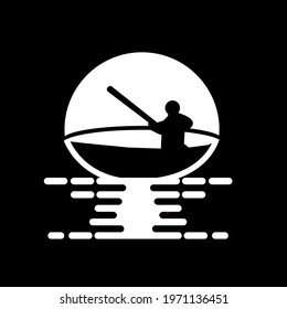 Fisherman siluet design logo template illustration