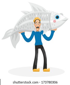 fisherman and silver fish