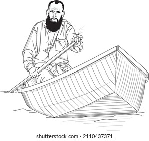 fisherman sketch on a boat