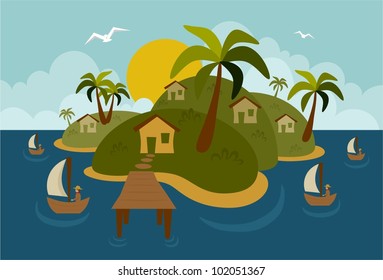 Fisherman tropical island