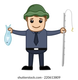 Fisherman - Vector Character Cartoon Illustration
