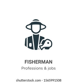 Fisherman vector icon on white background. Flat vector fisherman icon symbol sign from modern professions collection for mobile concept and web apps design.