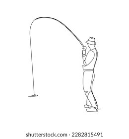 Fisherman vector illustration drawn in line art style