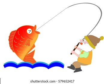 The fisherman who caught a big sea bream.