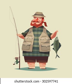 Fisherman's catch. Vector illustration.