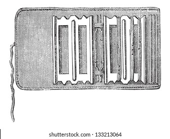 Fisherman's Portfolio, used in Fly Fishing, vintage engraved illustration. Le Magasin Pittoresque 1874