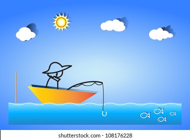 Fishermen fishing using fishing rod Betty.