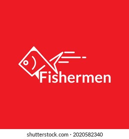 Fishermen logo. vector line art of fish.