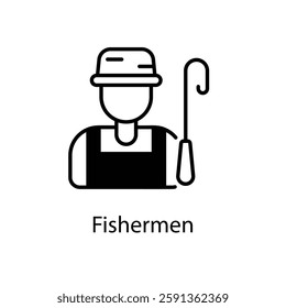 Fishermen vector icon stock illustration