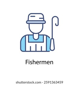 Fishermen vector icon stock illustration