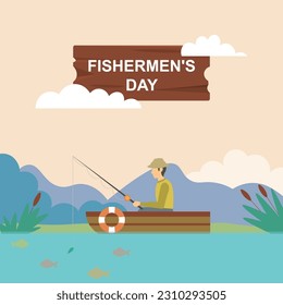 Fishermens Day background. Activities Appreciation Careers. Vector illustration.
