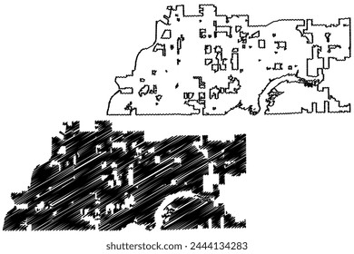 Fishers City, Indiana (Vereinigte Staaten von Amerika, Vereinigte Staaten von Amerika, USA, Vereinigte Staaten von Amerika) Karte Vektorillustration, Skizze zeichnen Stadt der Fischer Karte