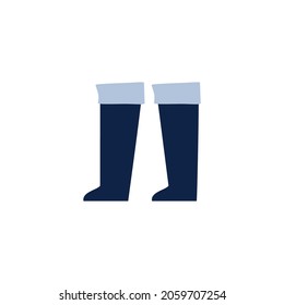 Fishers and hunters wellington high rubber boots, cartoon vector illustration isolated on white background. Protective footwear for fishing and hunting.