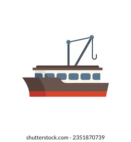 Fishery boat icon flat vector. Fish ship. Marine vessel isolated