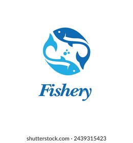 Fishery Logo Design Vector Template - Fishing,Aquatic,Seafood,Ocean Life