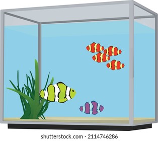 Peces en el acuario. ilustración vectorial