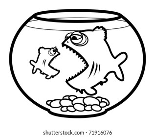 Fishes in the aquarium, vector illustration