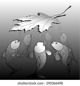 fishes black and white isolated