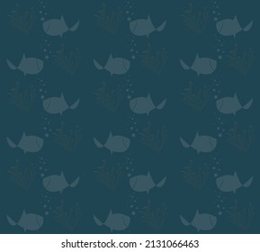 Fische blasen Vektornahtloses Muster. Cartoon-Hintergrund. Vorlagendesign.
