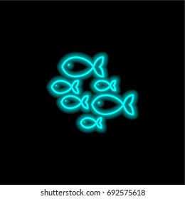 Fishes blue glowing neon ui ux icon. Glowing sign logo vector