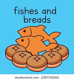 fishes and breads icons over blue background . vector illustration