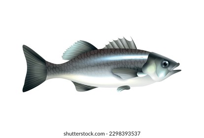 Fishes composition with isolated side view image of marine fish on blank background vector illustration