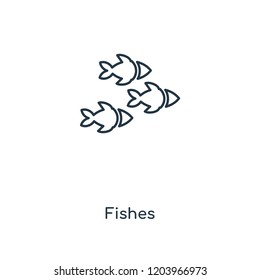 Fishes concept line icon. Linear Fishes concept outline symbol design. This simple element illustration can be used for web and mobile UI/UX.