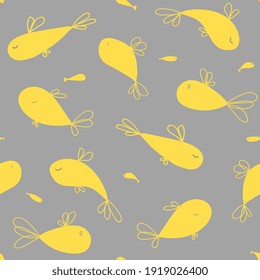estilo garabato de peces sin fisuras. El fondo marino para los niños. Esquema sobre fondo negro