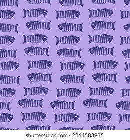 Fishes geometric seamless pattern. Repeated tile ornament. Vector design for textile, fabric, print, background, wrapping paper, packaging.