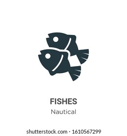 Fishes glyph icon vector on white background. Flat vector fishes icon symbol sign from modern nautical collection for mobile concept and web apps design.