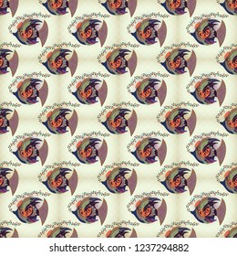 Fishes in gray, brown and beige colors. Seamless pattern with fish. Cute fish. Vector illustration. Kids background.